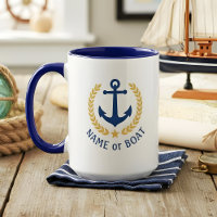 Boat Name Nautical Anchor Gold Style Laurel Large