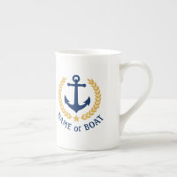Boat Name Nautical Anchor Gold Style Laurel Navy