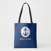 Boat Name Nautical Anchor & Rope Navy Blue White