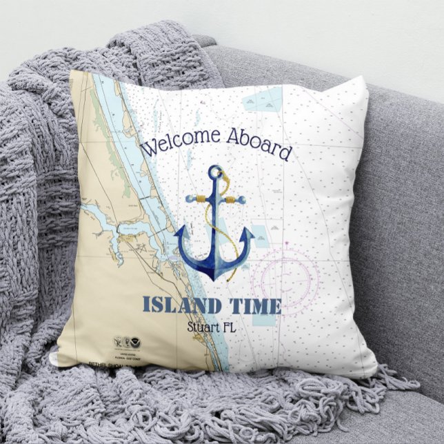 Boat Name Nautical Anchor Welcome Aboard Florida Cushion (Creator Uploaded)