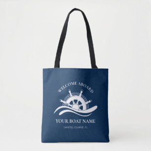 Boat Name Nautical Ship Wheel Tote Bag