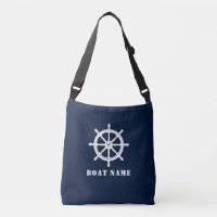 Boat Name Nautical Ships Wheel Helm Deep Blue