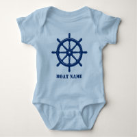 Boat Name or Your Name Ship Helm Wheel Navy Blue