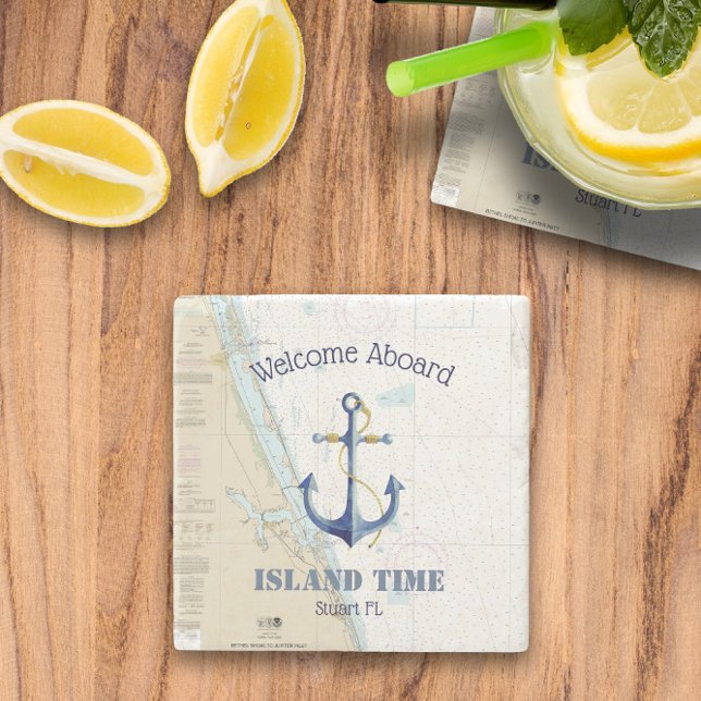 ⚓ Boat Name Welcome Aboard Florida Nautical Stone Coaster (⚓ Boat Name Welcome Aboard Florida Nautical Stone Coaster
)