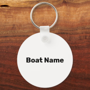 Boat Name White and Black Text Template Key Ring