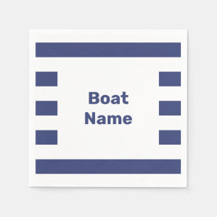 Boat Name White and Blue Stripes Striped Napkin