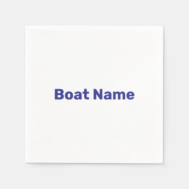 Boat Name White and Blue Text Template Napkin (Front)
