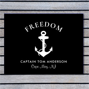 Boat Nautical Anchor Captain Black Doormat