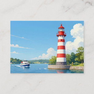 Boat near a Lighthouse Business Card