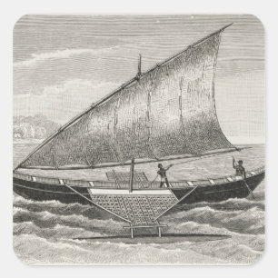 Boat of the Mortlock Islands with outrigger Square Sticker