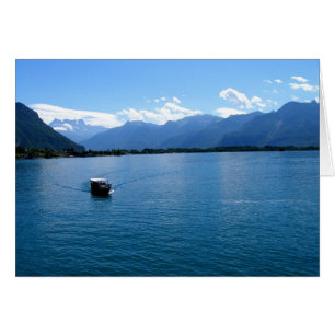 Boat on Lake Geneva Switzerland card