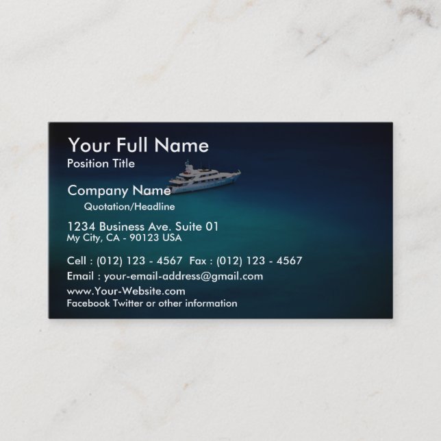 Boat on Magens Bay, St. Thomas, U.S. Virgin Island Business Card (Front)