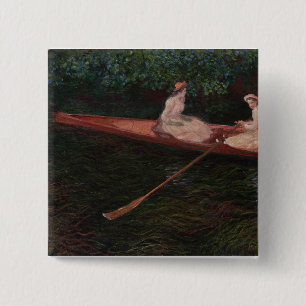 Boat On the Epte - Claude Monet - c1890 15 Cm Square Badge