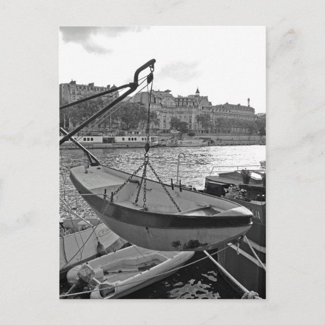 Boat on the Seine River Paris Postcard (Front)