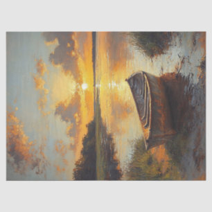 Boat on the Shore Painting Decoupage Tissue Paper