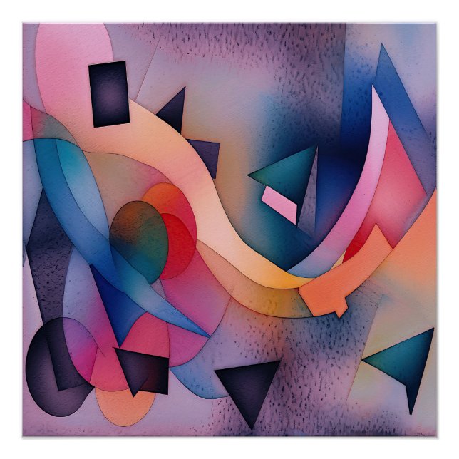 "Boat On Water" Contemporary Abstract Art Poster (Front)