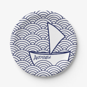 Boat on Waves Paper Plate