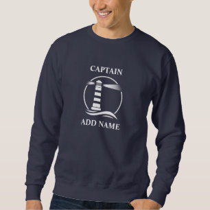 Boat or Captain Name Nautical Lighthouse Navy Blue Sweatshirt