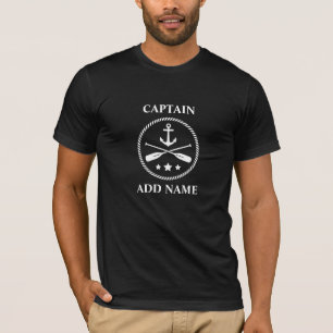 Boat or Captain Name with Anchor & Oars on Black T-Shirt