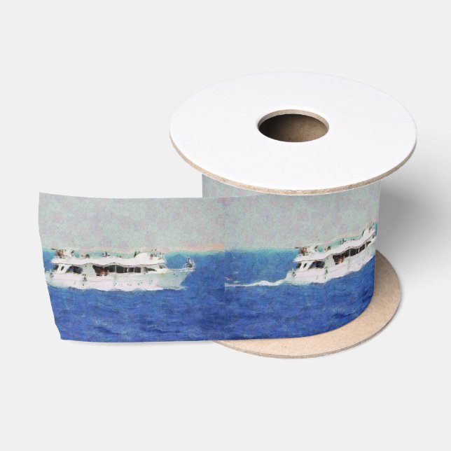 Boat painting satin ribbon (Spool)