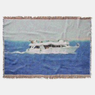 Boat painting throw blanket