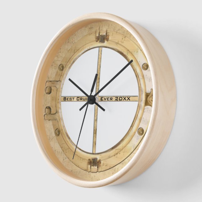 Boat Porthole Honeymoon Photo Best Cruise Ever Wall Clock (Angle)