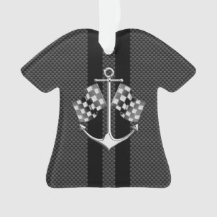 Boat Racing Nautical in Black Carbon Fiber Style Ornament
