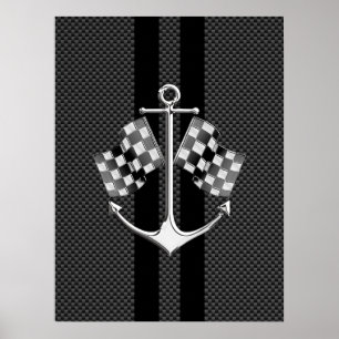 Boat Racing Nautical in Carbon Fiber Style Decor