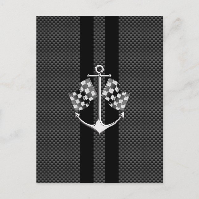 Boat Racing Nautical in Carbon Fiber Style Postcard (Front)