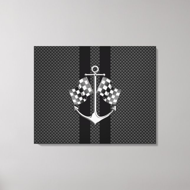 Boat Racing Nautical in Carbon Fibre Style Canvas Print (Front)