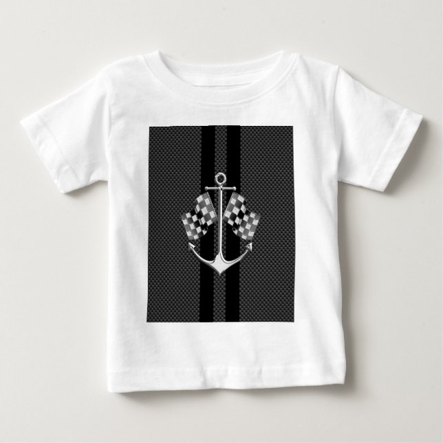 Boat Racing Nautical in Carbon Fibre Style Decor Baby T-Shirt (Front)
