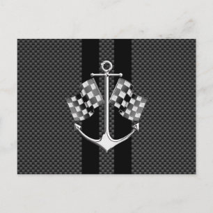 Boat Racing Nautical in Carbon Fibre Style Decor Postcard
