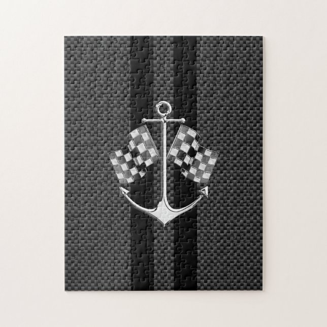 Boat Racing Nautical in Carbon Fibre Style Jigsaw Puzzle (Vertical)