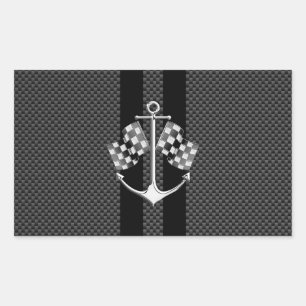 Boat Racing Nautical in Carbon Fibre Style Rectangular Sticker