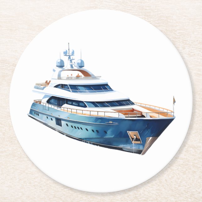Boat Round Paper Coaster (Front)