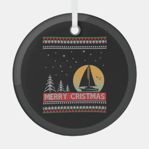 Boat Sailor Sailing Ugly Christmas Sailing Gift Glass Tree Decoration