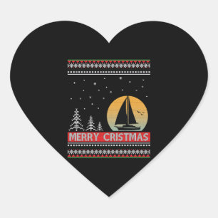Boat Sailor Sailing Ugly Christmas Sailing Gift Heart Sticker