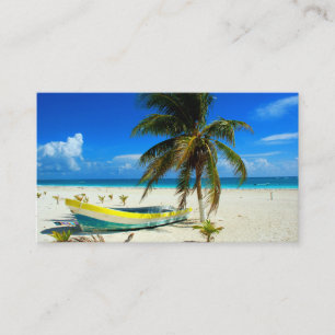 Boat Sandy Beach Caribbean Mexico Business Card