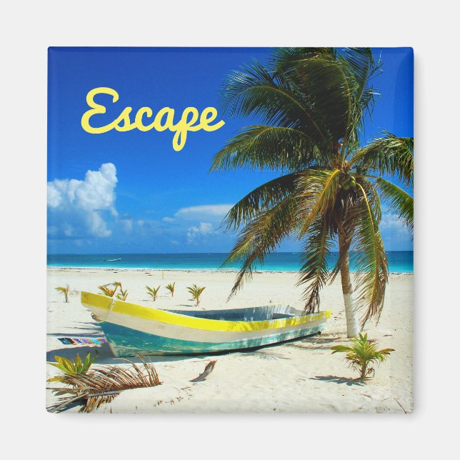 Boat Sandy Beach Caribbean Mexico Magnet (Front)