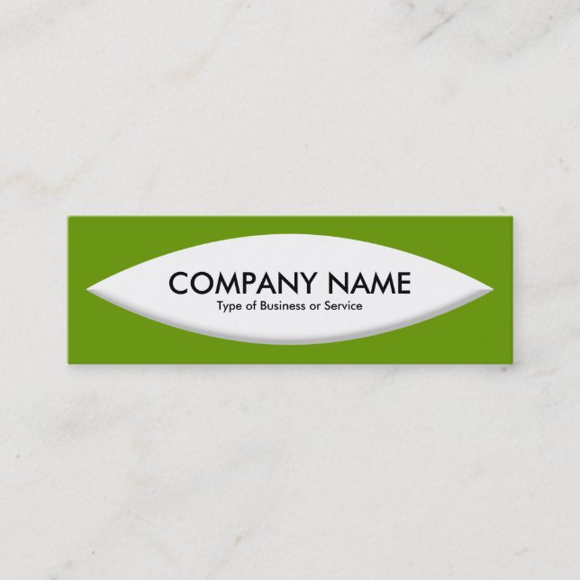 Boat Shape - White on Avocado Mini Business Card (Front)