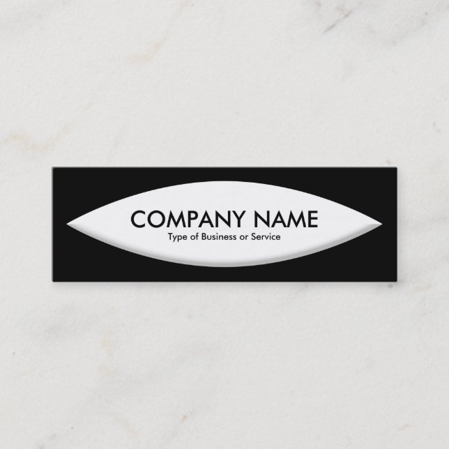 Boat Shape - White on Black Mini Business Card (Front)