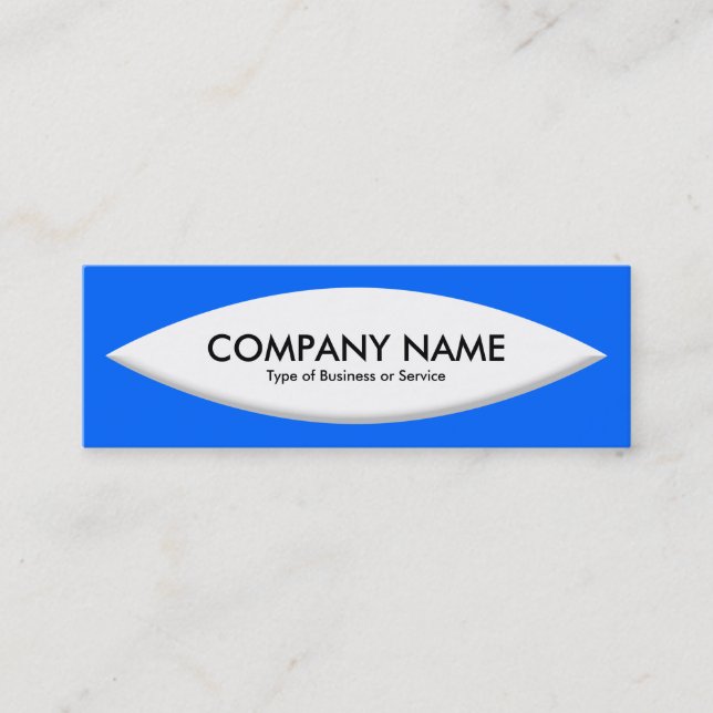 Boat Shape - White on Blue Mini Business Card (Front)