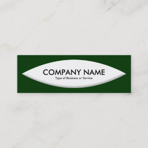 Boat Shape - White on Dark Green Mini Business Card