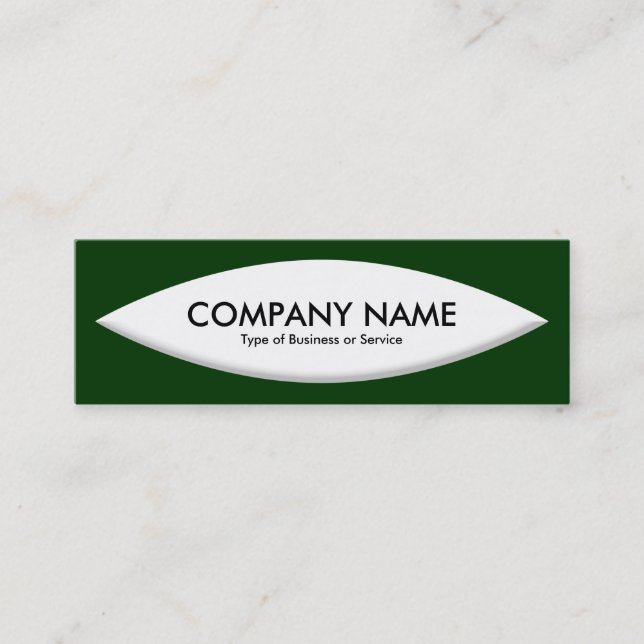 Boat Shape - White on Dark Green Mini Business Card (Front)