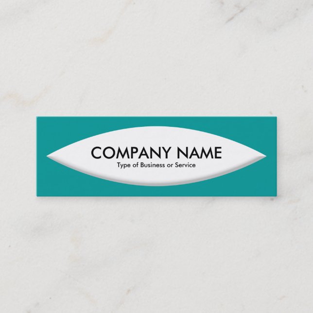 Boat Shape - White on Deep Turquoise Mini Business Card (Front)