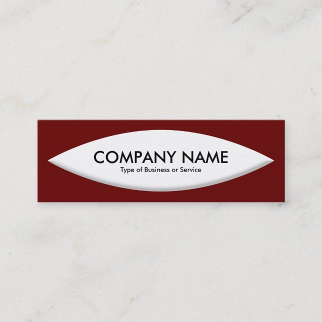 Boat Shape - White on Ruby Mini Business Card (Front)