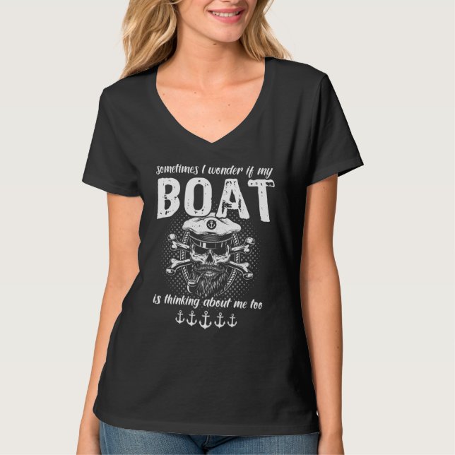 Boat Sports Boat Captain's Hat Sailing Boat Motor  T-Shirt (Front)