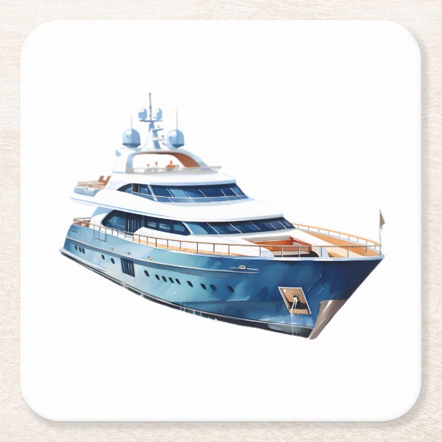 Boat Square Paper Coaster (Front)