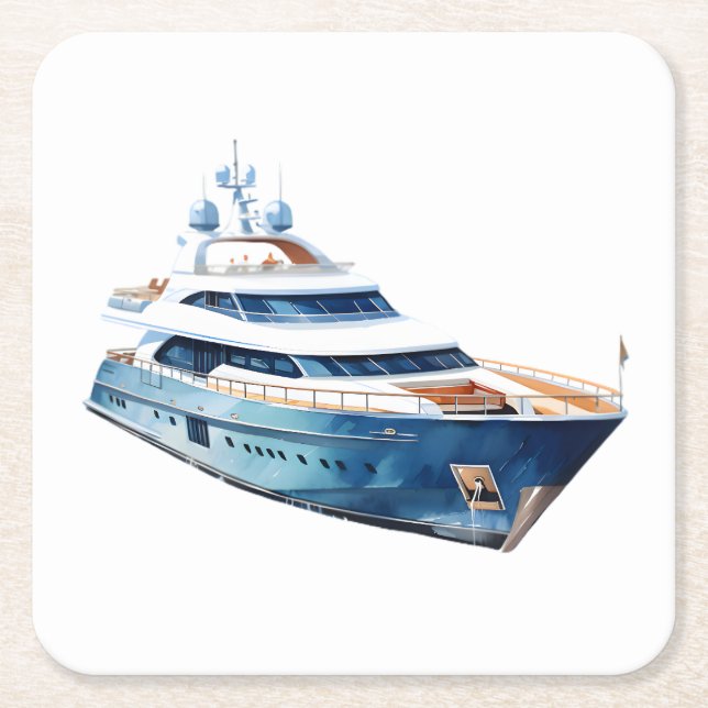 Boat Square Paper Coaster (Front)