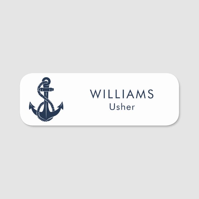 Boat Staff Personalised Nautical Anchor Name Tag (Front)